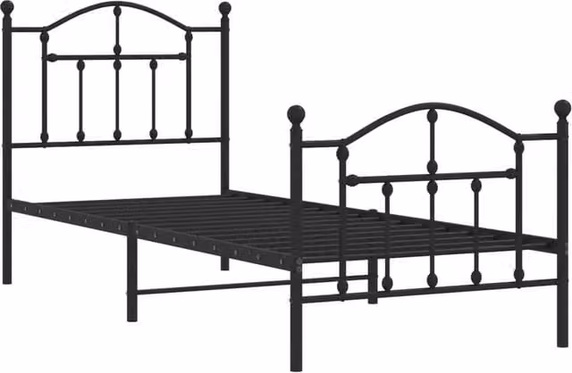Berkfield Home Metal Bed Frame with Headboard and Footboard in Black, W: 80 cm, L: 200 cm