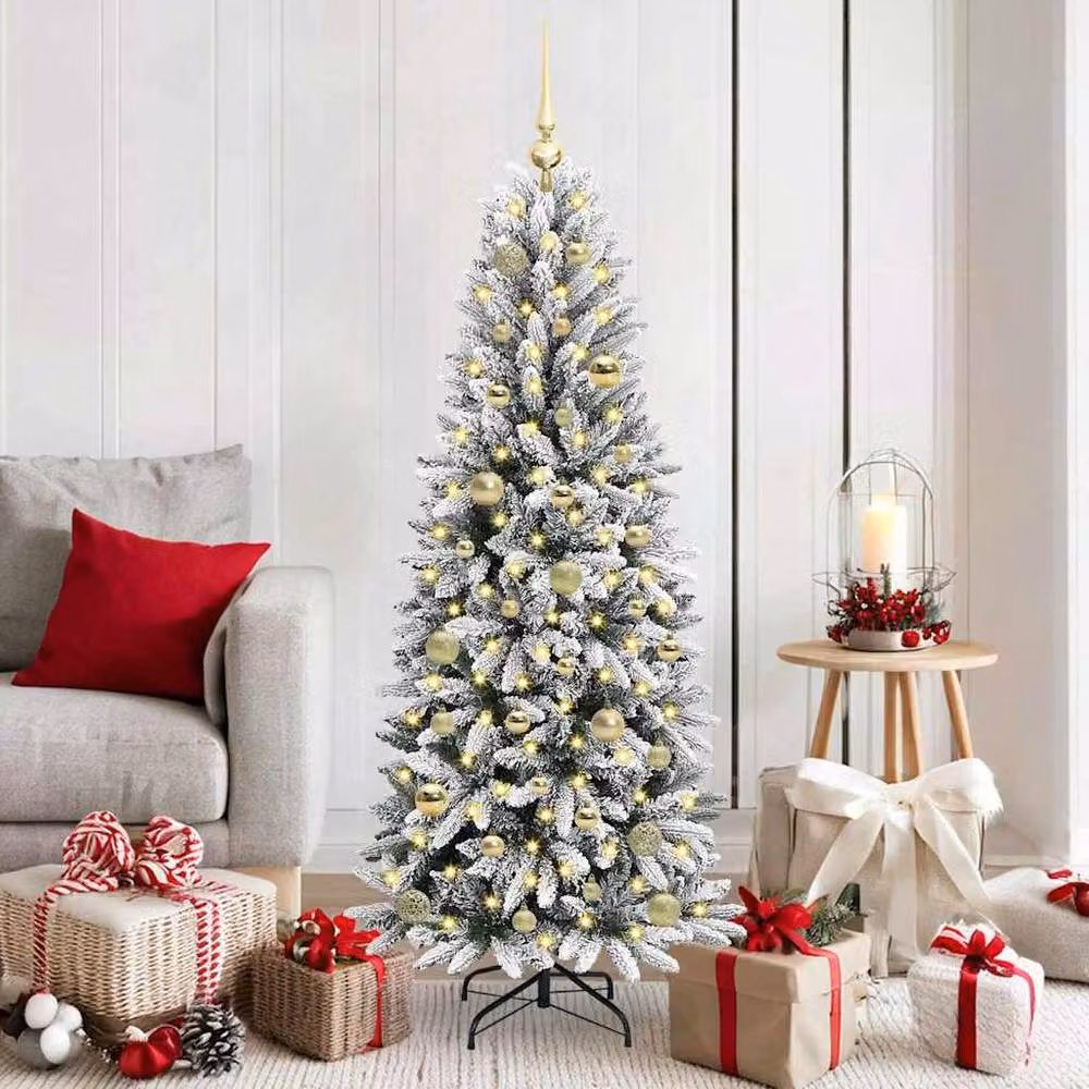 Berkfield Home Green Artificial Christmas Tree with 150 White LEDs, W/D/H: 63 x 63 x 150 cm – 2