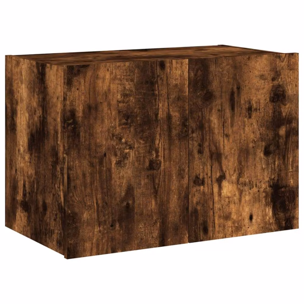 Berkfield Home Modern Wall Mounted TV Cabinet with Integrated LED Lights in Smoked Oak Brown, W: 60 cm, D: 35 cm, H: 41 cm – 2