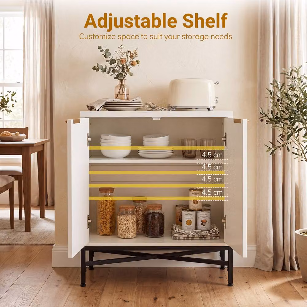 Costway Modern Fluted Sideboard Buffet Cabinet with 2 Doors in White – 3