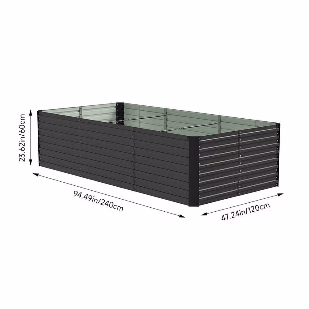 NESTLUNE Black Galvanised Steel Raised Garden Bed for Vegetable, Herb and Ornamental Gardens W/D/H: 120 x 60 x 120 cm – 2