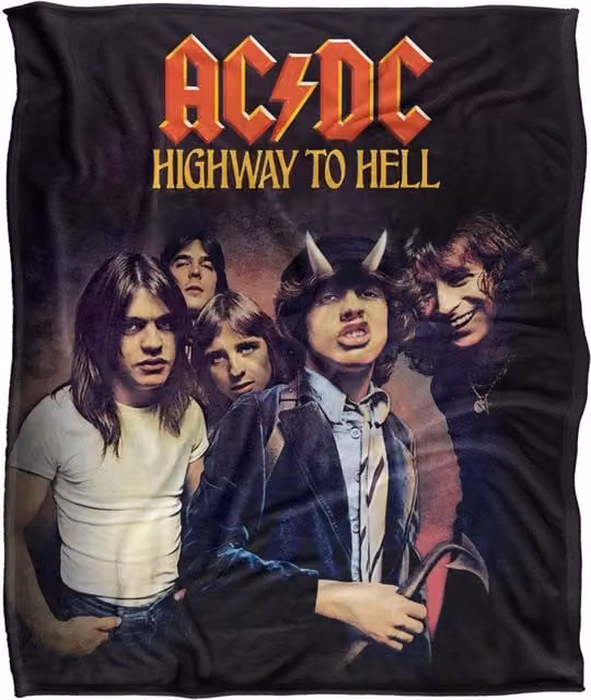 Trevco AC/DC Highway Silky Touch Super Soft Throw Blanket, White, W/D/H: 152 x 127 cm – 6