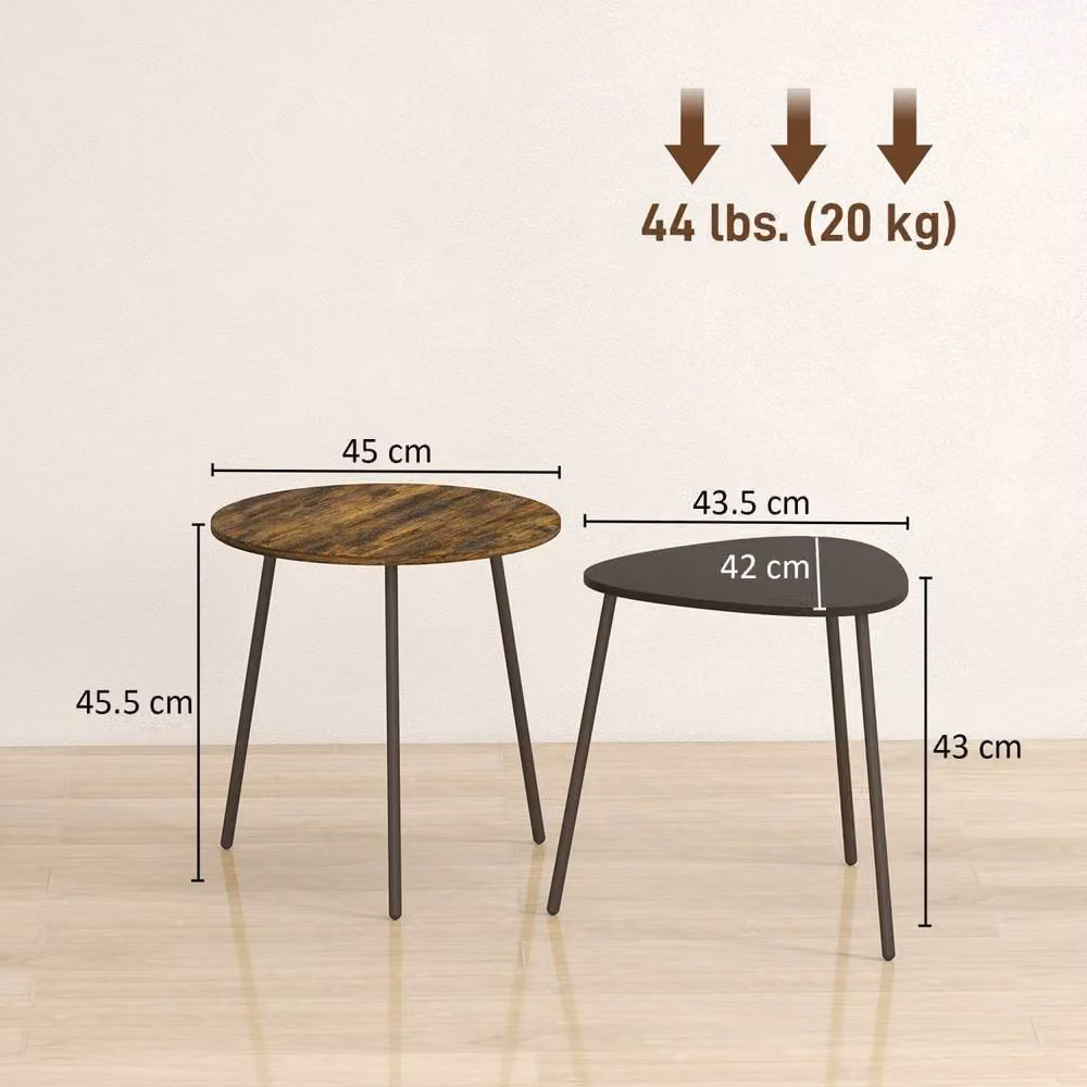 Wyld Haus Nosaha Set of 2 Round Nesting Side Tables in Brown and Black – 3