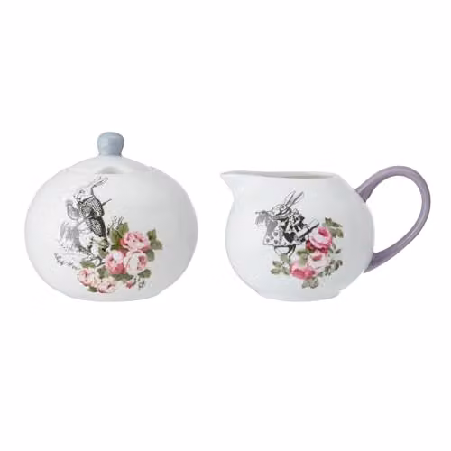Mikasa Floral Bone China Sugar Bowl and Creamer Set in White and Multicolour