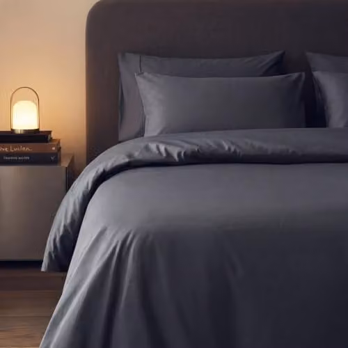 Bedable 100% Cotton Sateen Bedding Bundle in Dark Grey, 460 Thread Count, including Duvet Cover Set, Fitted Sheet, Duvet and 2 Pillows – 1