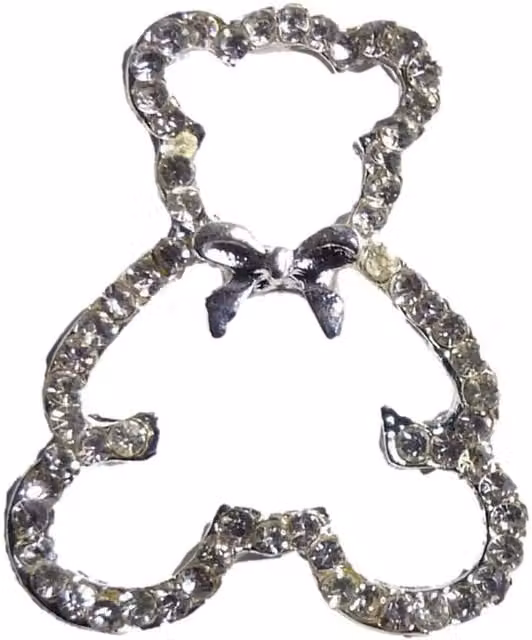 Syntego Decorative Teddy Bear Silhouette with Crystal Embellishment in Silver and Transparent