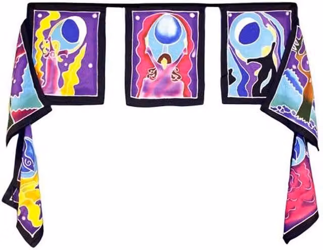 Seven Flags Moon Goddess Abstract Ethnic Wall Illustration in Multicolour and Yellow