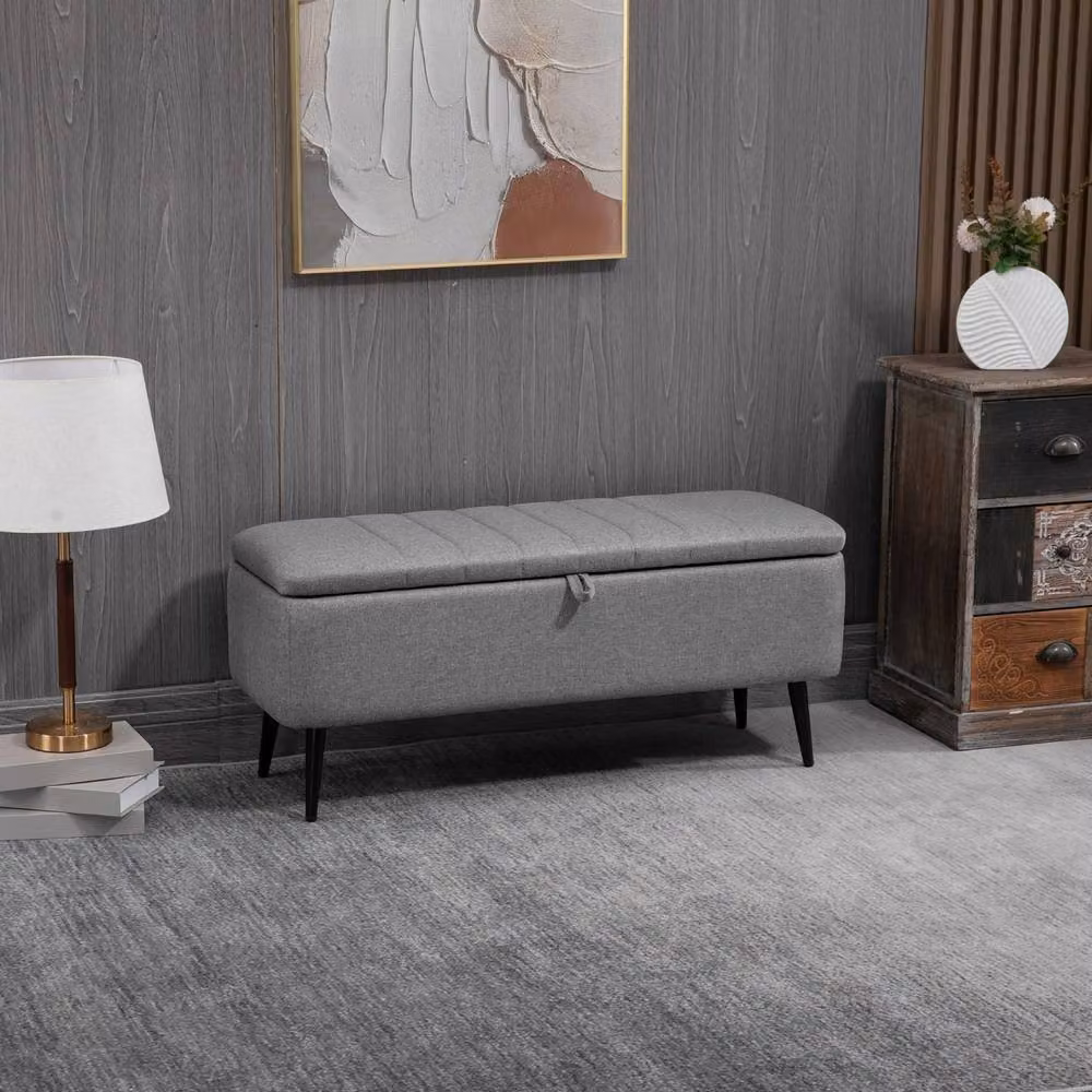 Wyld Haus Rectangular Upholstered Storage Ottoman Bench in Grey – 3