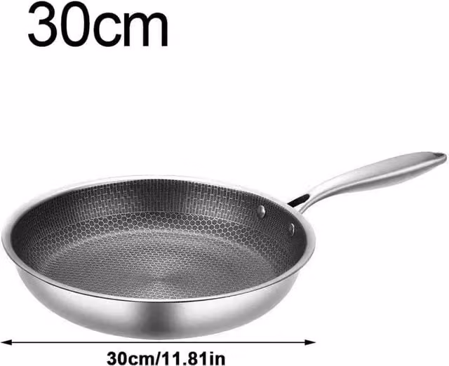FLAVORA Grey Stainless Steel Induction Geo Hex Non Stick Frying Pan – 1