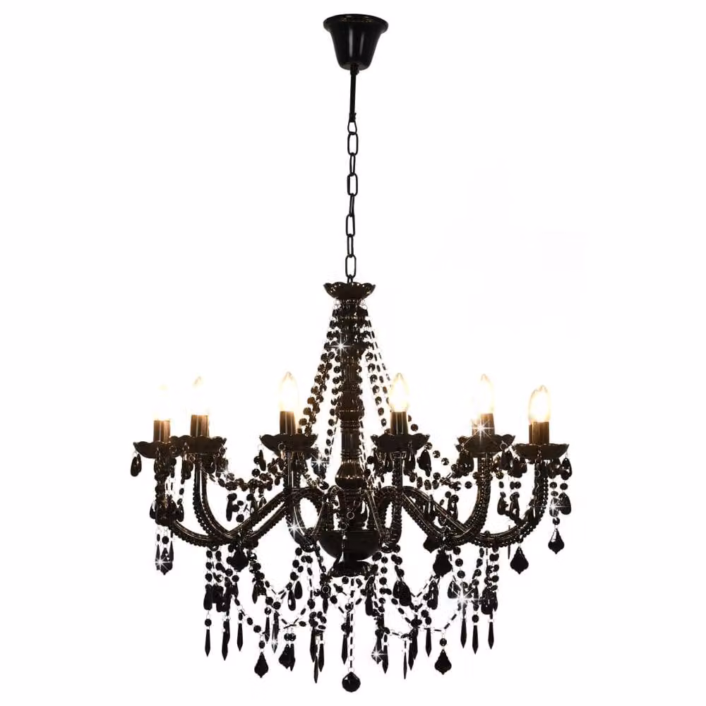 Berkfield Home Beautiful Chandelier with Beads in Black, 12 x E14 Bulbs – 2