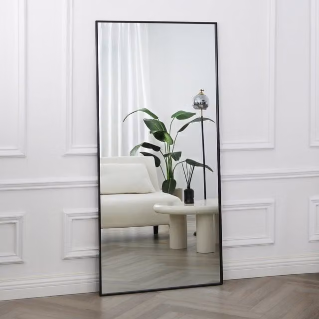 Home Garden Direct Anax Full Length Rectangular Mirror with Black Metal Frame, H 170 x W 80 cm