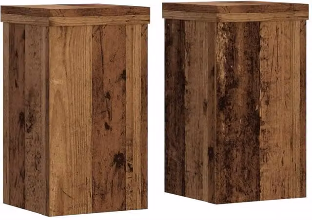Berkfield Home Set of 2 Modern Square Plant Stands in Brown Engineered Wood, W/D/H: 10 x 10 x 18 cm