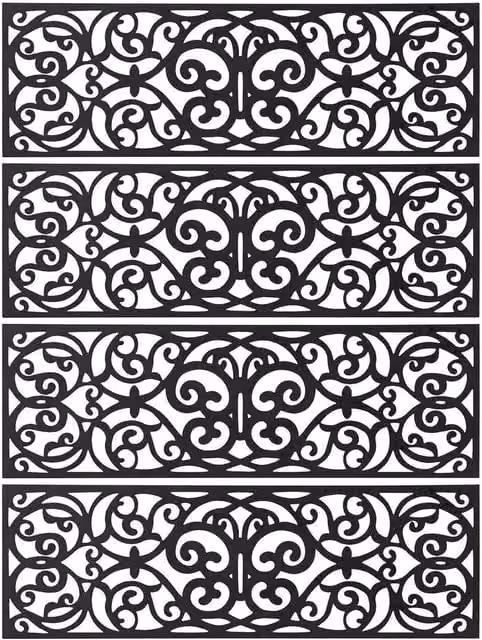 FLAVORA Set of 4 Non-Slip Black Rubber Outdoor Stair Treads, W: 1000 cm, D: 52 cm