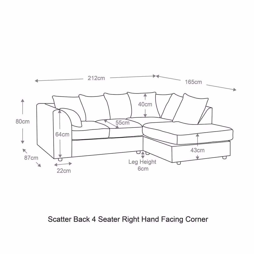Furnishings For Less UK Monaco Chenille Fabric 3 to 4 Seater L Shaped Corner Sofa, Right Hand Facing, Beige – 3