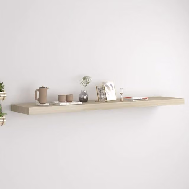 Berkfield Home Floating Wall Shelf in Oak Brown, W/D/H: 120 x 23.5 x 3.8 cm
