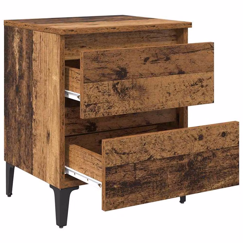 Berkfield Home Set of 2 Bedside Cabinets in Old Wood Brown, W/D/H: 40 x 35 x 50 cm – 5