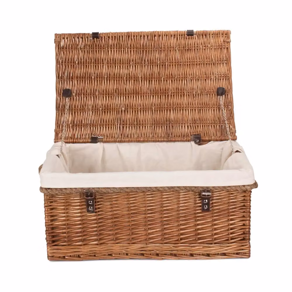 Red Wicker Hamper with White Cotton Lining and Rope Handles, W/D/H: 62 x 40 x 29 cm – 2