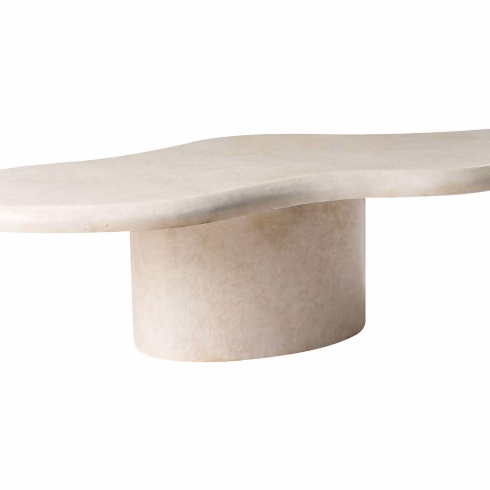 Wyld and Coco Accent MgO Coffee Table in White and Beige, Weatherproof Outdoor Boho Modern Design – 2