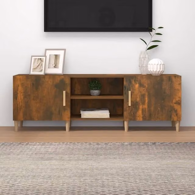 Berkfield Home TV Cabinet in Smoked Oak Brown, W/D/H: 150 x 30 x 50 cm