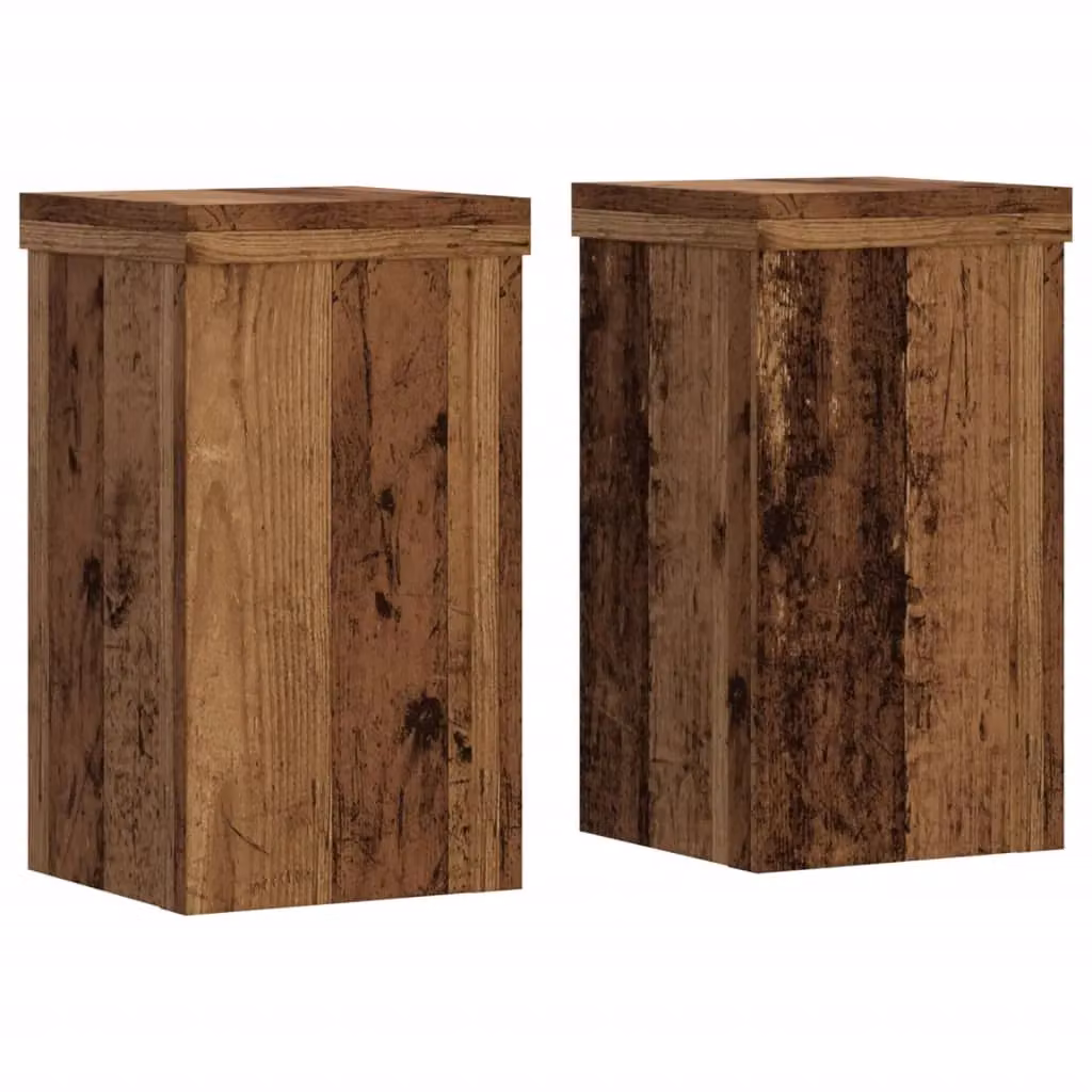 Berkfield Home Set of 2 Square Wooden Tabletop Plant Stands, Brown, W/D/H: 10 x 10 x 18 cm – 2