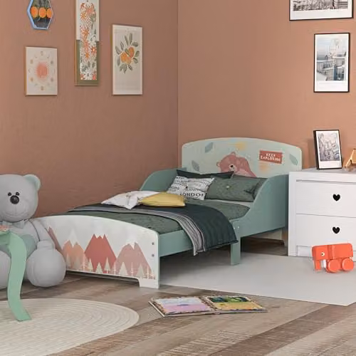 ZONEKIZ Toddler Bed Frame for Children in Green, W/D/H: 77 x 143 x 60 cm – 3