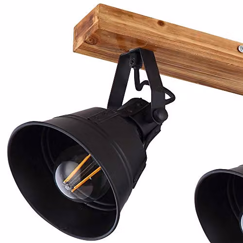 Globo Lighting Industrial Wood and Metal Downlight in Brown with E27 Socket – 2