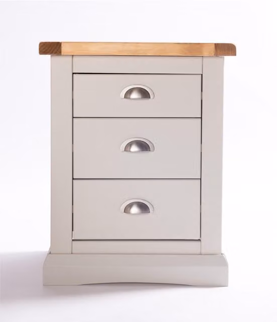 Cabinet Bits Loreo 3 Drawer Bedside Cabinet in Grey