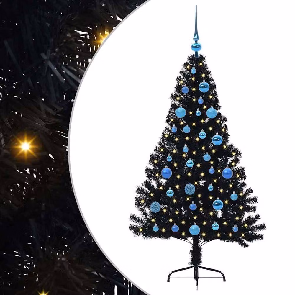 Berkfield Home Artificial Pre-lit Christmas Tree, Black, Height: 150 cm – 2