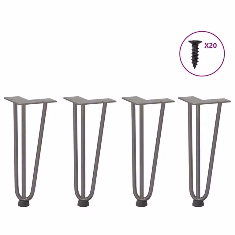 Berkfield Home Hairpin Table Legs, 4 Pieces, Grey Steel, Height: 30 cm