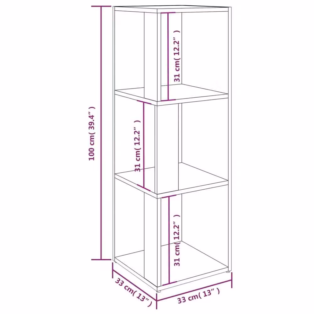 Berkfield Home Corner Cabinet in Smoked Oak Brown, W/D/H: 33 x 33 x 100 cm – 5