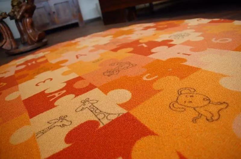 RugsX Circle Puzzle Round Rug in Orange, Diameter: 100 cm – 3