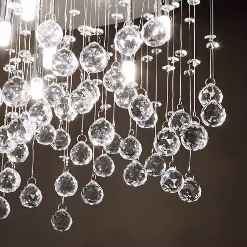 Netlighting Moonlight 15 Light Extra Large Semi Flush Ceiling Pendant in Chrome and Grey with Crystal Details – 2