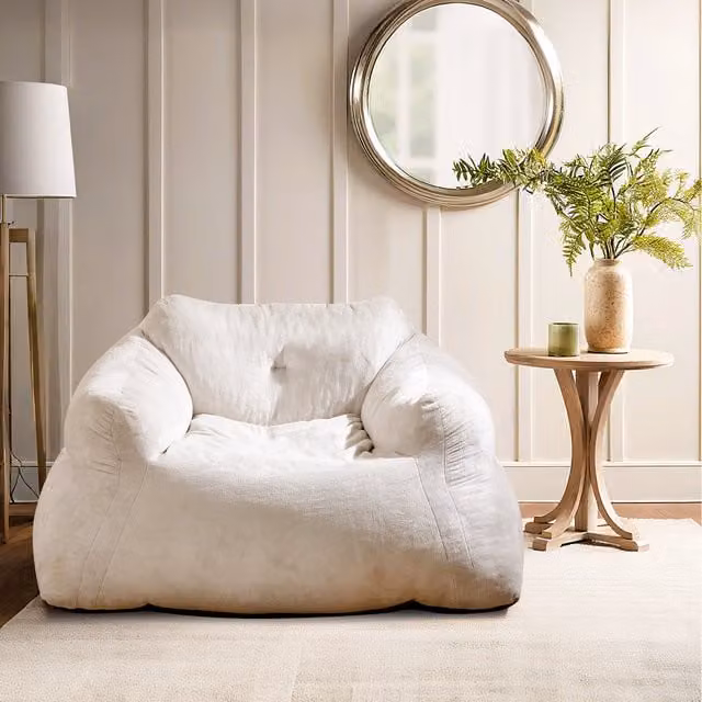 Costway Plush Bean Bag Chair Lazy Sofa in Beige