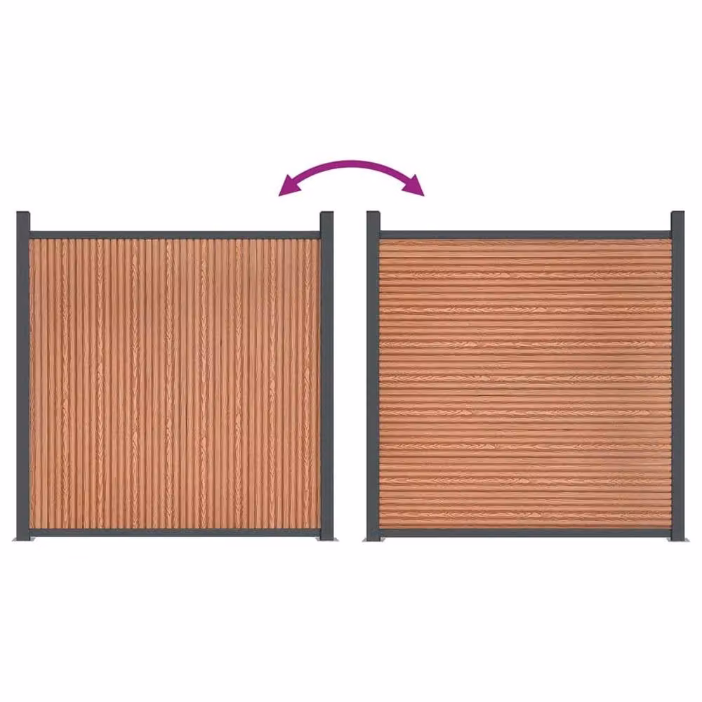 Berkfield Home Brown WPC and Aluminium Opaque Fence Panel W: 1218 cm, H: 186 cm – 2