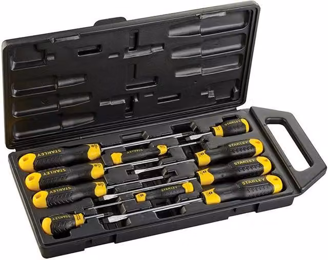 Stanley Cushion Grip Slotted and Pozidriv Screwdriver Set, 10 Piece, Yellow and Multicolour – 4