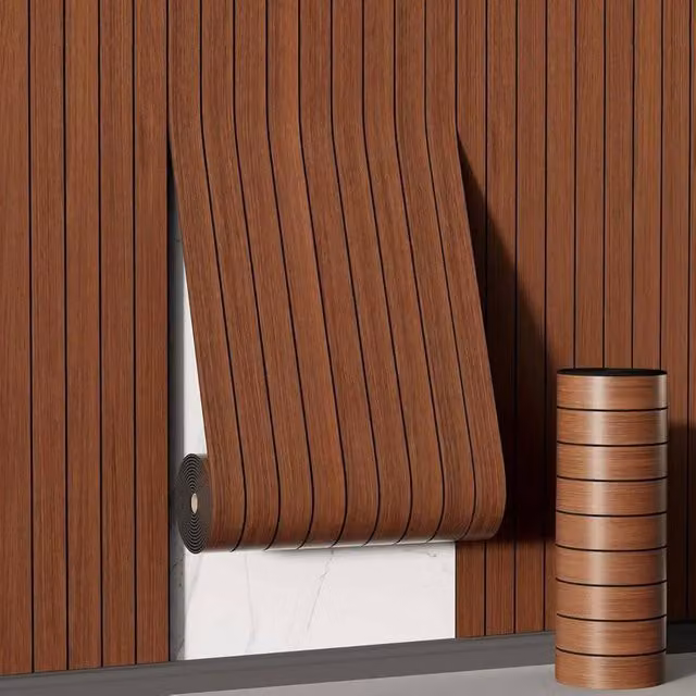 Kelvenix Self Adhesive Wood Grain Effect Vinyl Wallpaper Roll in Brown, 0.6 m2