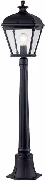Netlighting Bayview Black Outdoor Bollard Garden Lantern with Transparent Glass and Aluminium Body IP44 – 1