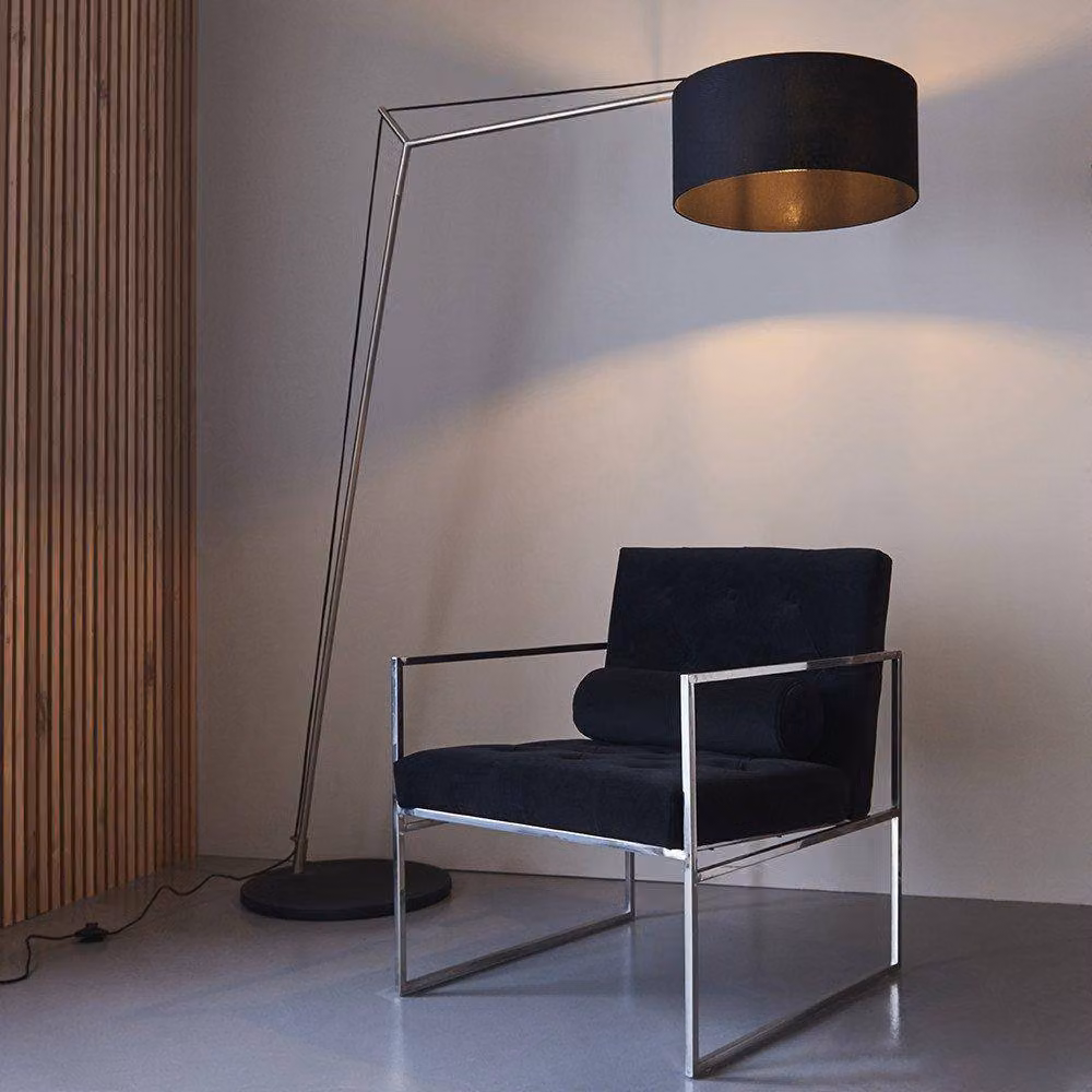 Netlighting RAVENNA Non Dimmable Contemporary Free Standing Fabric and Metal Floor Lamp in Silver – 2