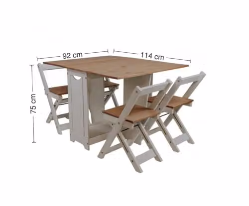Mercers Furniture Corona Grey Painted Wax Butterfly Dining Set with 4 Chairs, Solid Pine Wood, W/D/H: 42/78/114 x 92 x 75 cm – 2
