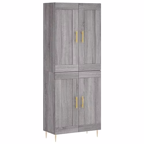 vidaXL Grey Sonoma Highboard Storage Cabinet with Doors and Shelves for Bedroom, Living Room or Office