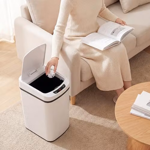 HOMCOM 12L Automatic Touchless Motion Sensor Kitchen Bin, White – 4
