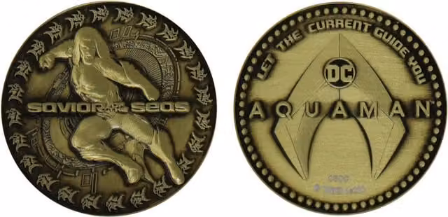 DC Comics Aquaman Limited Edition Collectible Round Metal Coin in Bronze