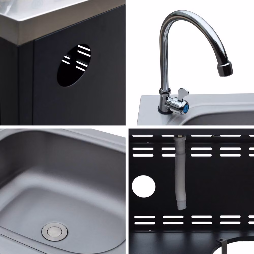 sweeek Stainless Steel Outdoor Kitchen with Sink in Black – 3