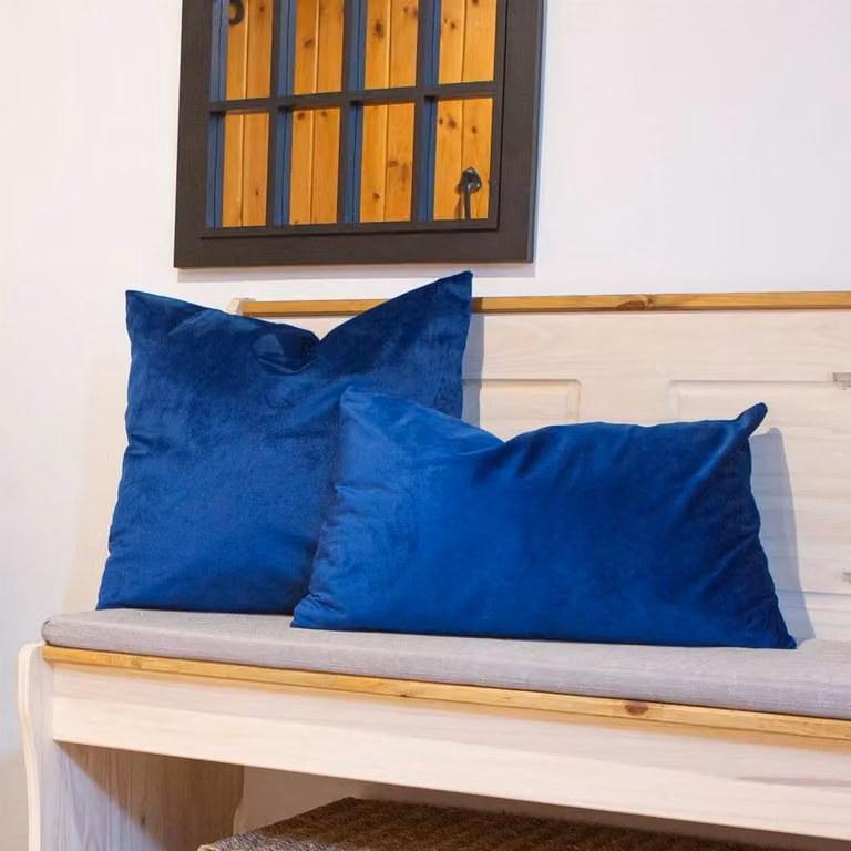 Havendro Set of 2 Blue Rectangular Velvet Cushions with Removable Covers, W: 60 cm, H: 40 cm