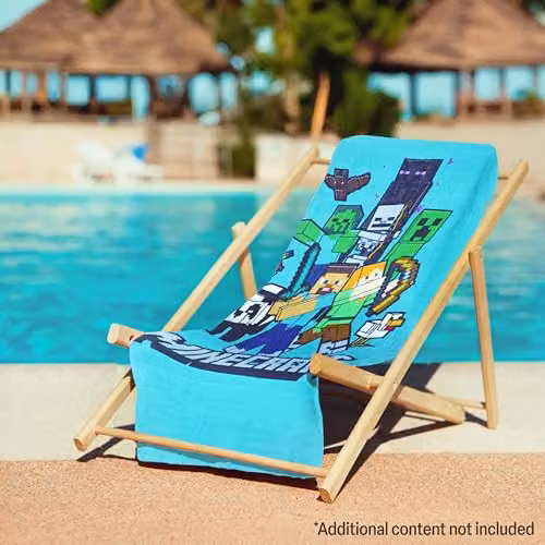 Jay Franco Europe Minecraft Blue Cotton Beach Towel, W/H: 140 x 70 cm – 2