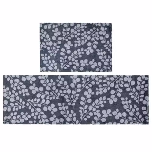 JVL Mega Mat Machine Washable Entrance Runner and Doormat Set, Branches, Grey, W/D/H: 150 x 57 x 2 cm – 1