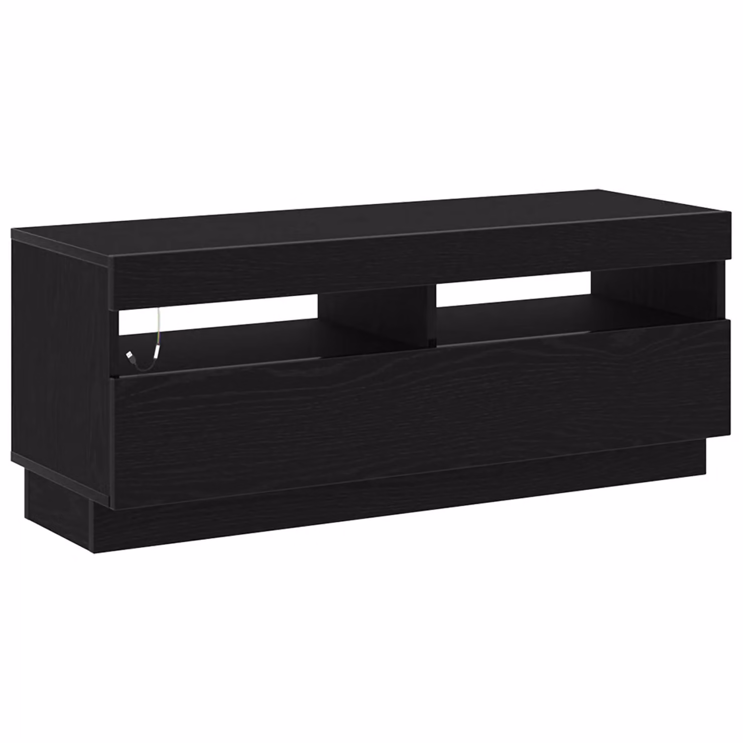 Berkfield Home Modern TV Stand with LED Lights in Black Oak, W/D/H: 100 x 35 x 40 cm – 2