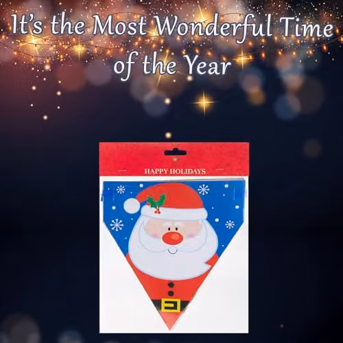 VFM e-Store Multicolour Christmas Paper Bunting with Santa, Snowman, Gingerbread, Bear and Penguin Designs, W: 29.3 cm x H: 22.4 cm – 4