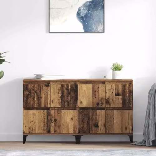 vidaXL Set of 2 Modern Sideboards in Brown Old Wood, W/D/H: 60 x 35 x 70 cm – 2