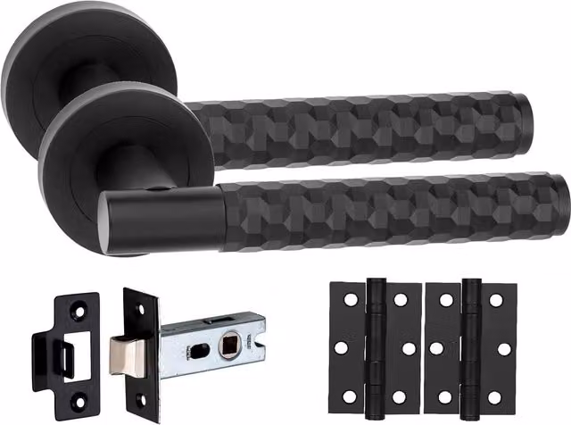 Golden Grace Matt Black Door Handle Set